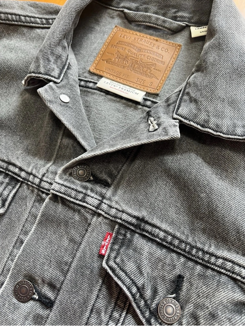 Levi’s 77380-0057 Vintage Fit Trucker Jacket Men’s Small Black Gray Wash Boxy